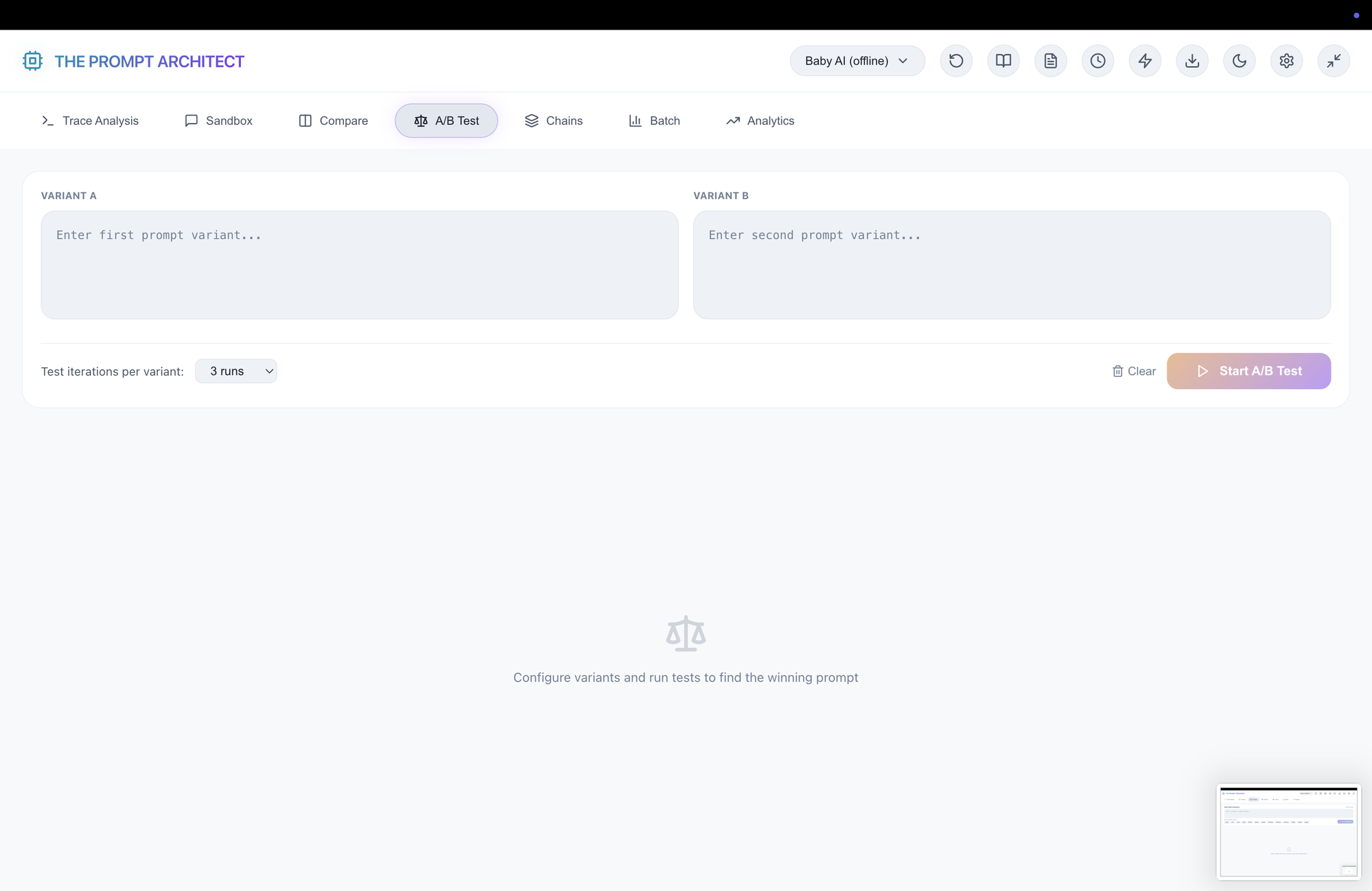A/B test two prompt variants