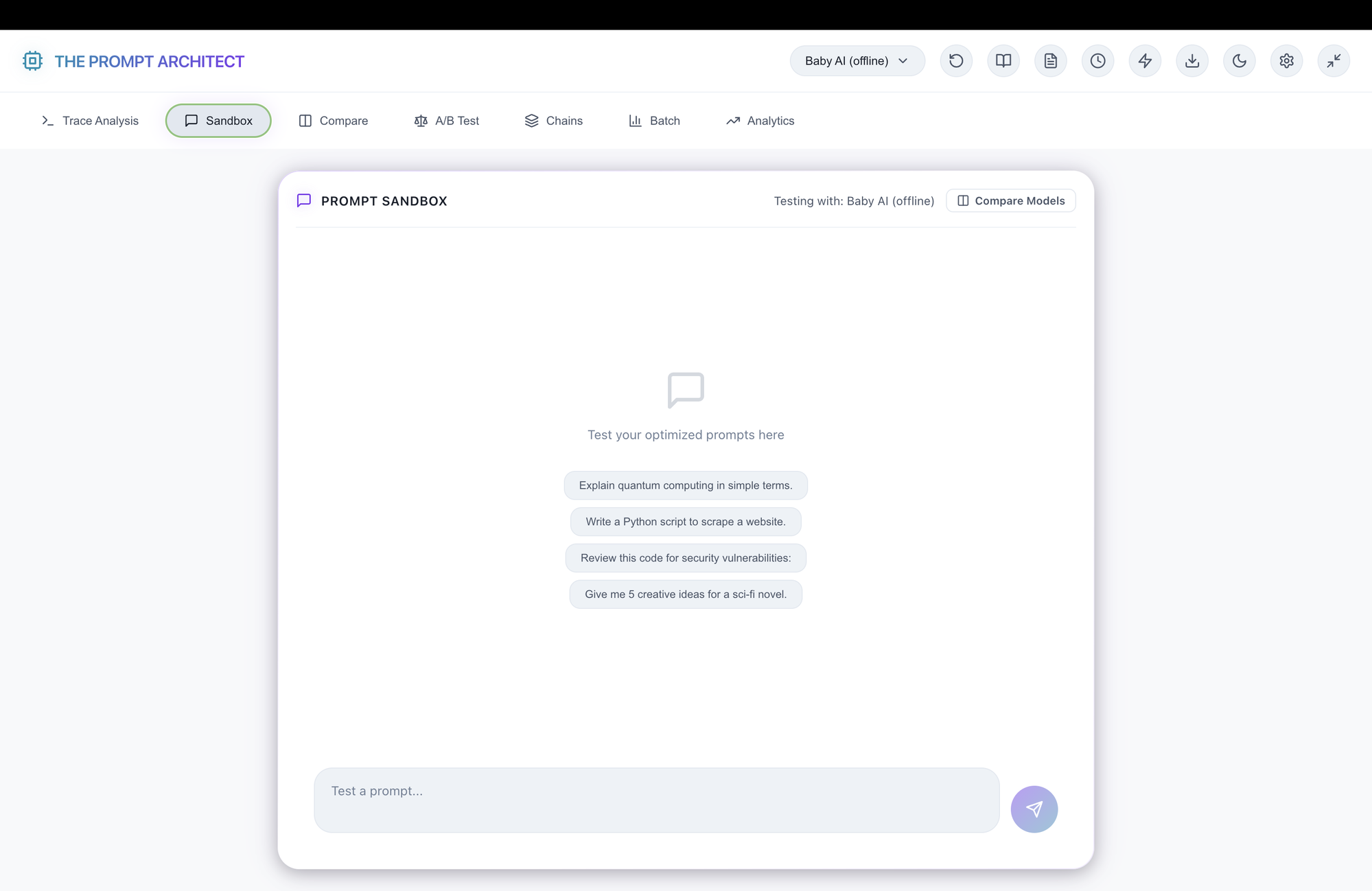 Prompt sandbox